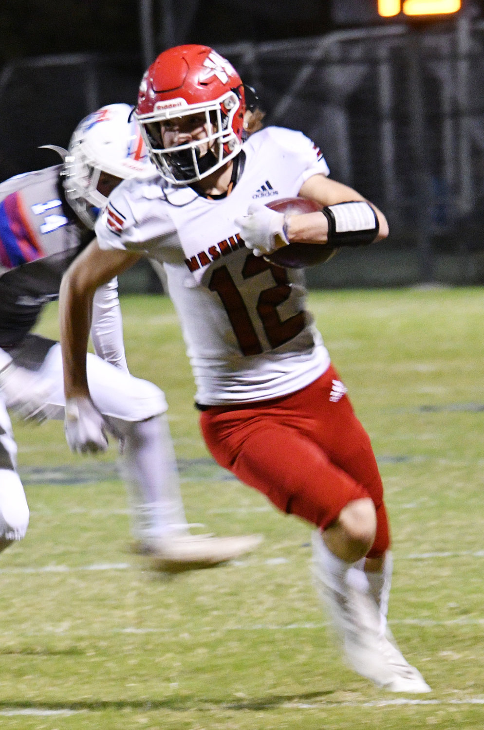 Wide receiver Cage Morris gets upfield for more yards during Washington’s win over CHA. The Class 2A No. 1 Warriors kick off with Comanche this Friday at Reed Field at 7 p.m.