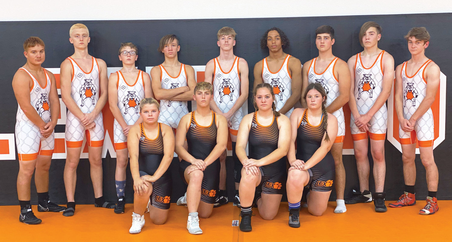 The 2021-22 Lexington Bulldogs have their eye on the new season. Back row - Candler Soto, Dalton Wall-Miller, Jesse Stockdale, Tristan Buchanan, Cian Kimerling, Cash Sessions, Brady Rillema, Eli Lobaugh and Matthew Bagley. Front row - Hope Wise, Izzy Pack, Elexa Collins and Cilee Turner.
