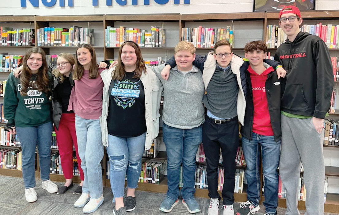 Purcell’s Academic Team has qualified for the State Competition to be held February 5 at Rose State College. From left are Mercer Martin, Noria Stell, Hannah Whitaker, Hailey Carpenter, Captain Dalton Holder, Noah Gracey, Parker Page and Cooper Hall.