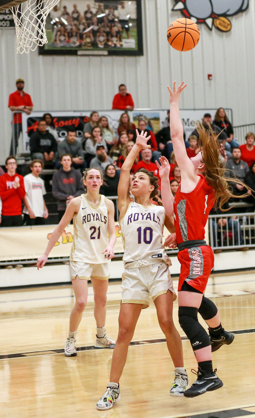 Purcell junior Lauren Holmes puts a shot up during the Dragons’ 68-65 overtime win over CCS in the Regional basketball tournament. Holmes scored 17 points.