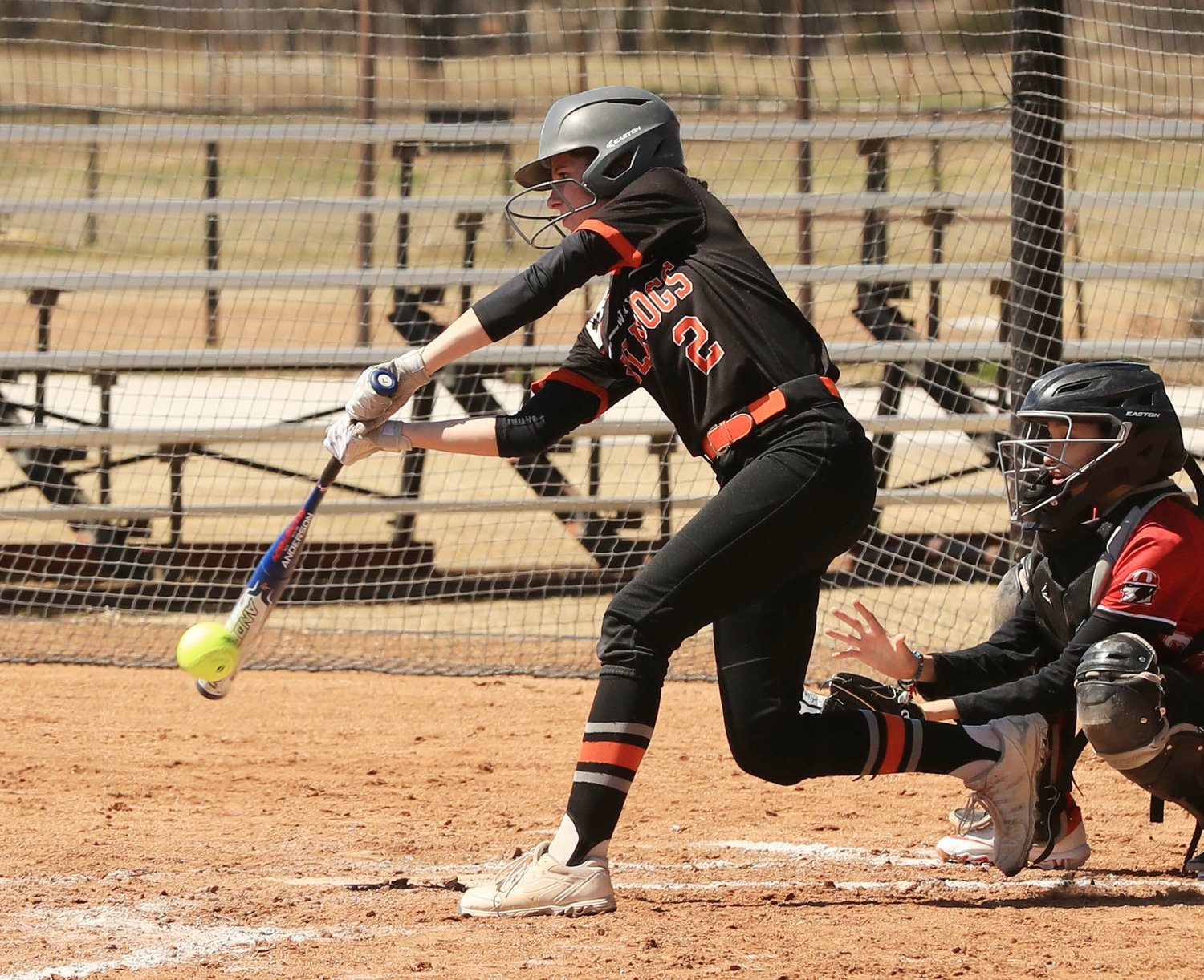 Wayne sophomore Haylee Durrence gives a ball a ride during the Bulldogs’ 25-0 win over Crooked Oak. Durrence went 4-4 with three RBIs in the win.