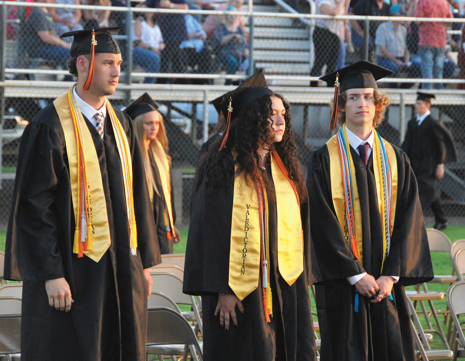 Some of Lexington’s honor students gather during graduation ceremonoes at Floyd West Field.