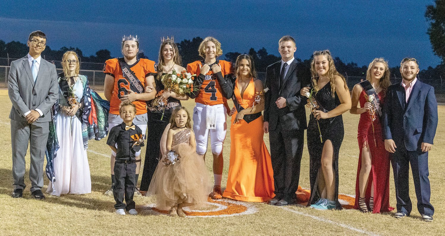 The Lexington Bulldogs crowned their king and queen last Friday before the homecoming game against Coalgate. Pictured in the front row are Jonsey Ennis and Jordyn Thetford. In the back row from left to right are Roberto Garcia, Destiny Free, King Baron Steelman, Queen Haven Benson, Tate Collier, Leslie Barber, Brycen Franks, Elexa Collins, Gracie Bradsher, and Bryant Schivers.