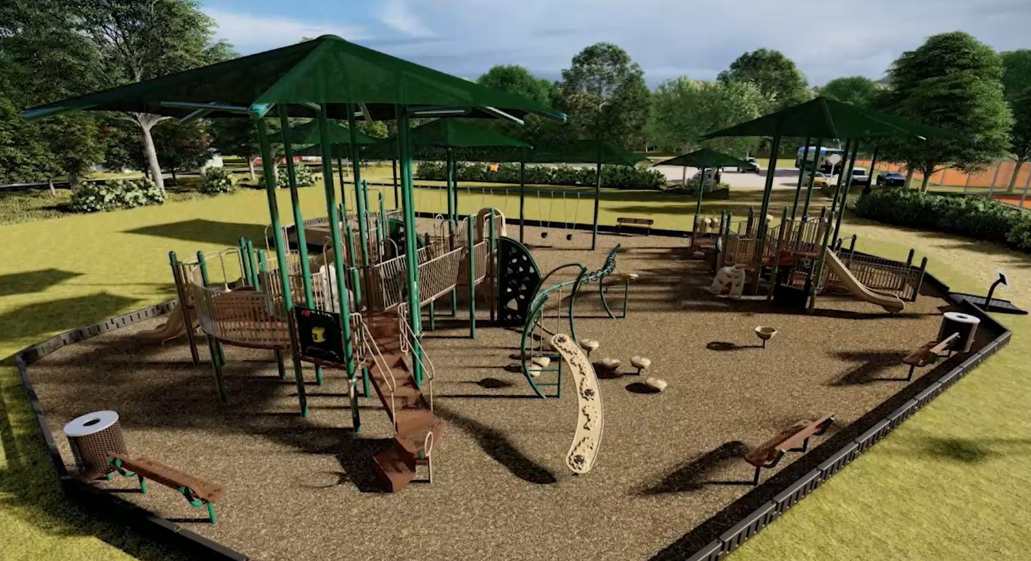 The design of the new playground at Rotary Pavilion at Purcell Lake will feature multiple play elements.