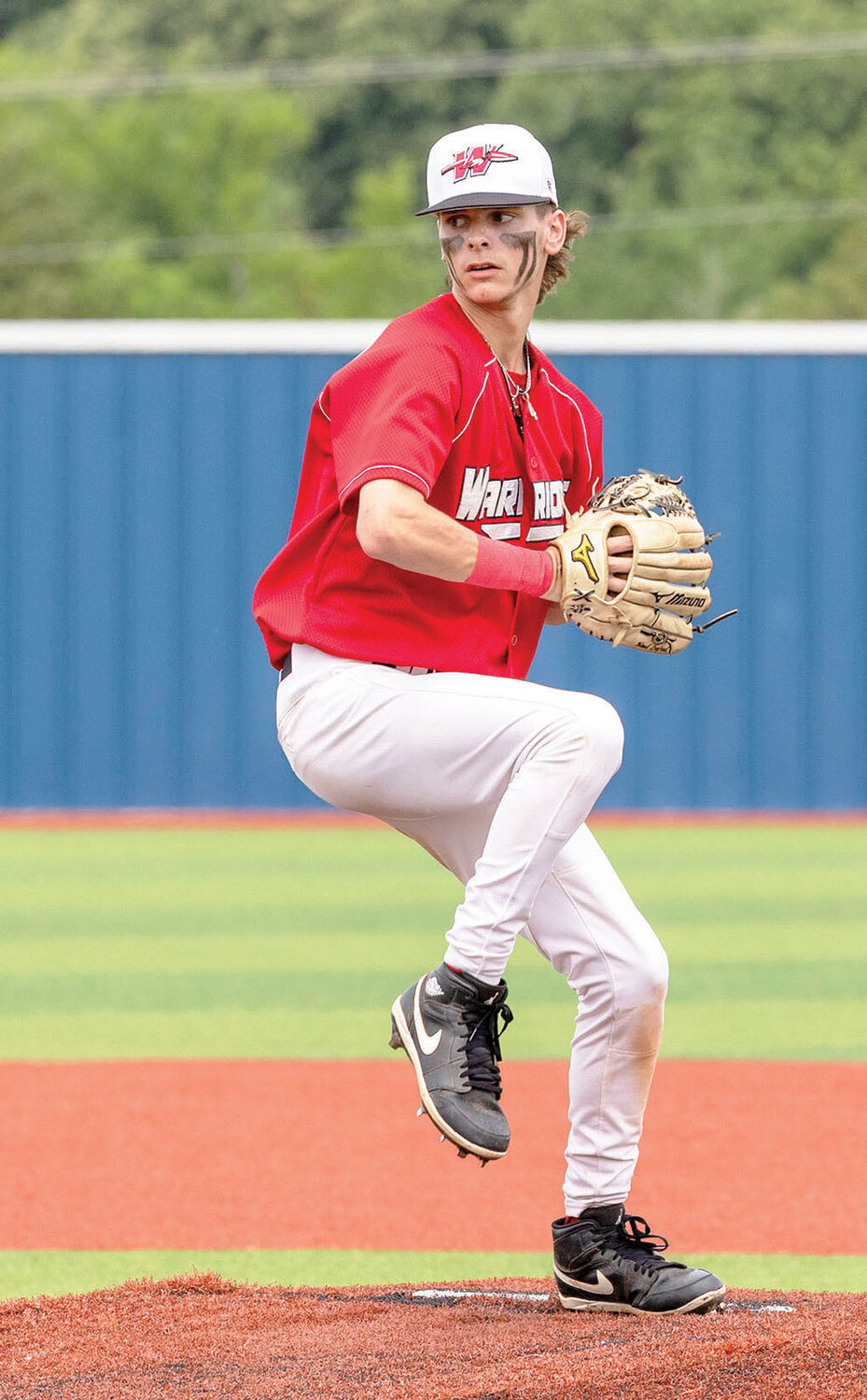 Washington junior Tristin Babbitt pitched a complete game shutout in the State semifinals against Salina on Friday. The Warriors defeated the Wildcats 3-0 to advance to the State finals, which they won against Cascia Hall. Babbitt had eight strikeouts in the game. Full story on page 1A.