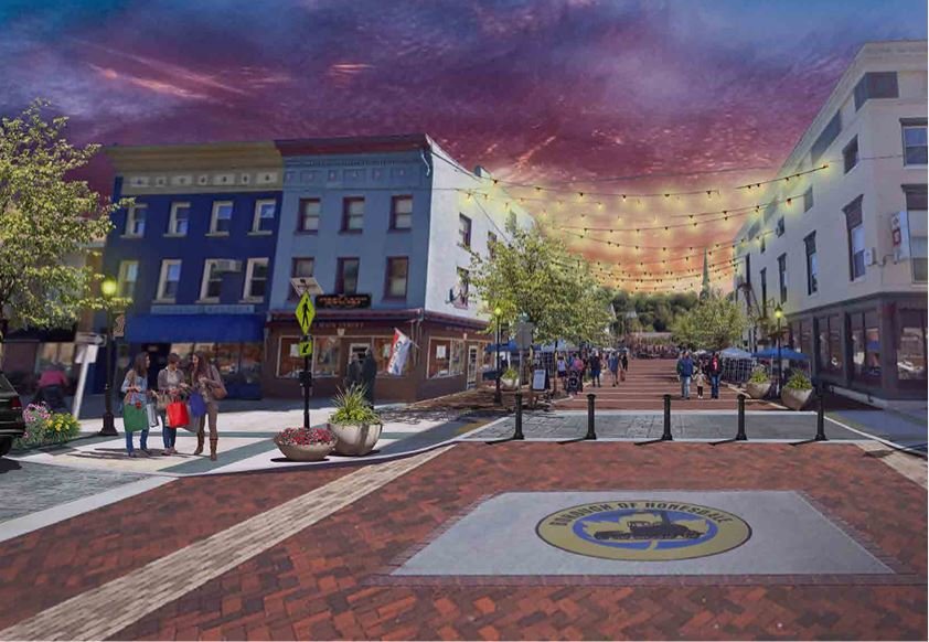 An artist's rendition of proposed streetscape improvements on Main Street in Honesdale