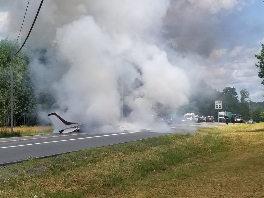 The plane came down on State Route 42 on the town border between Thompson and Forestburgh.
