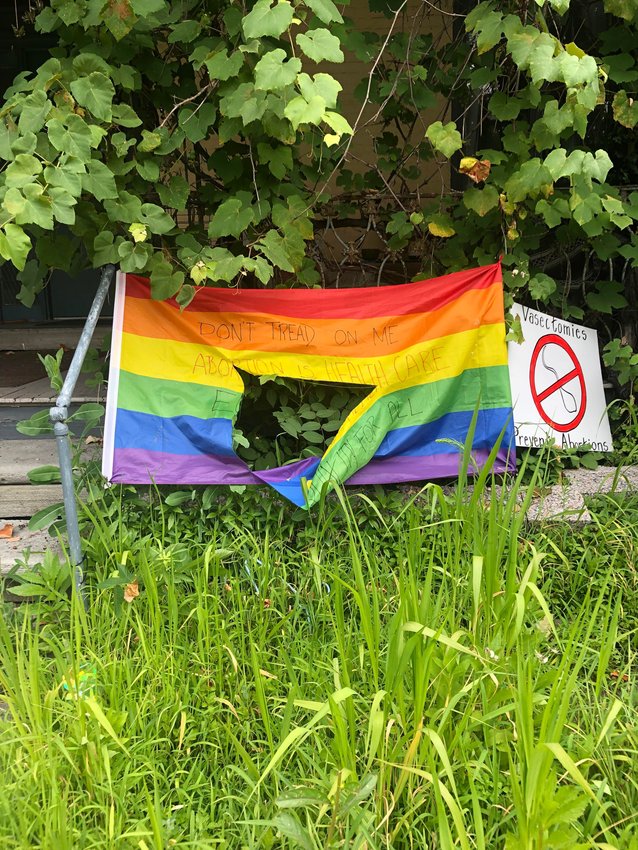 A pride flag outside of Honesdale resident Amanda DeMasi's house was slashed in July.