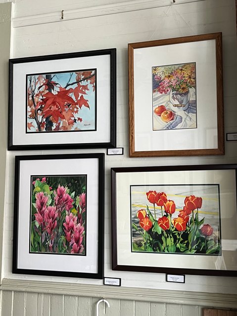 Flowers in art, now on display at Missing Pieces.