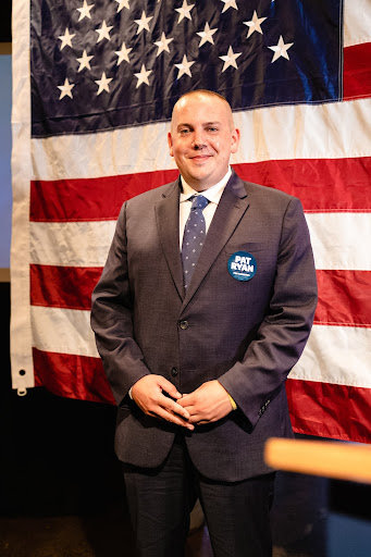 Matthew Mackey of Matthew For Change attends Pat Ryan's last campaign rally the day before his August 23, 2022 special election. In attendance were several government officials including NYS Governor Kathy Hochul (photo by Donald Odom III for Matthew For Change 2022)