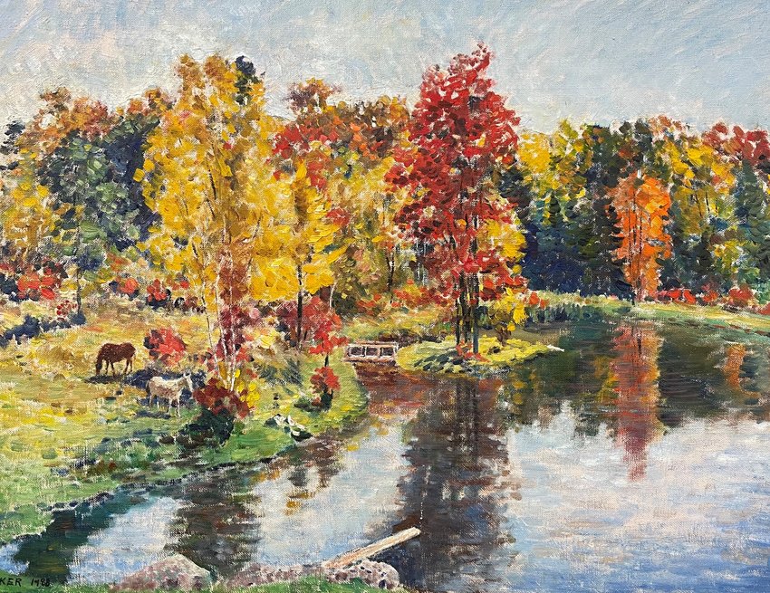 A work by Howard Becker (1914-1995). He was a prolific painter of landscapes and portraits in Wayne County.