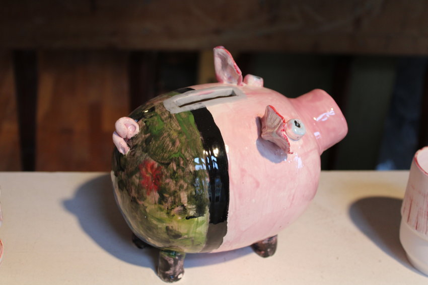 A piggy bank in the gallery.
