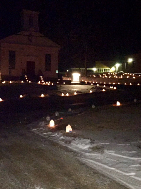 Luminaries light up Christmas Eve at the Damascus Manor United Methodist Church.