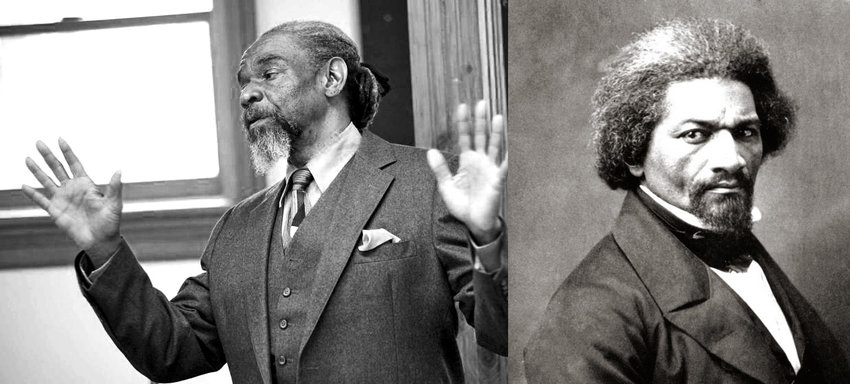 G. Oliver King, left, will present Frederick Douglass' lecture "Self-Made Men" on Tuesday, February 7. Douglass is pictured at right.