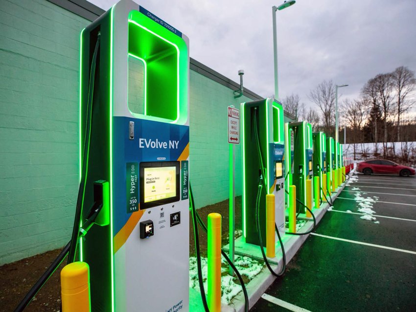 The new EVolve NY electric vehicle charging hub in Hancock is the largest in the Southern Tier of the state.
