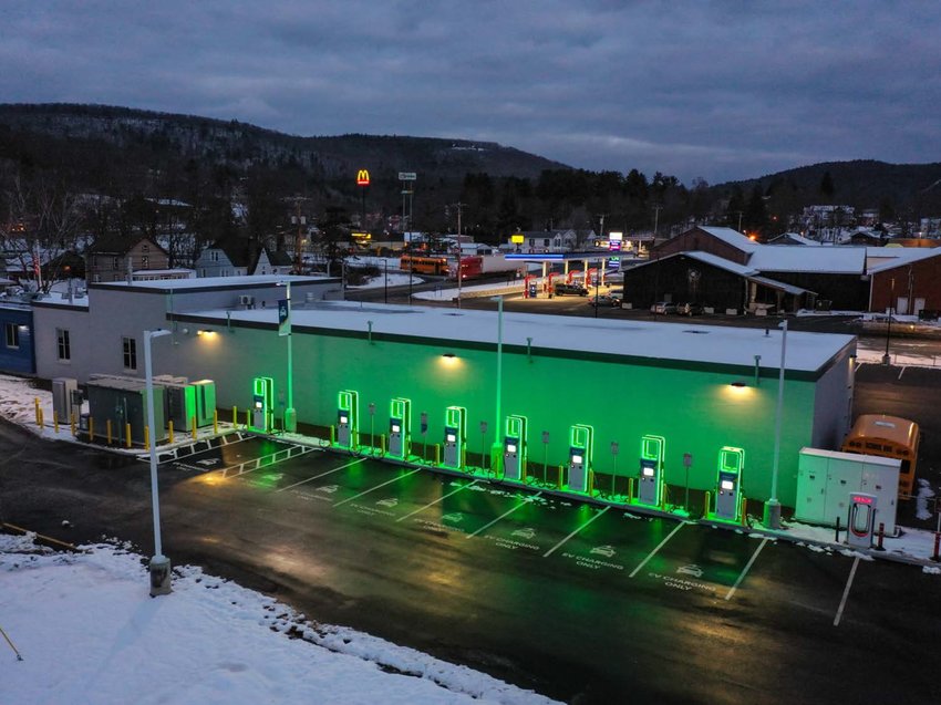 The new EVolve NY electric vehicle charging hub in Hancock is the largest in the Southern Tier of the state.