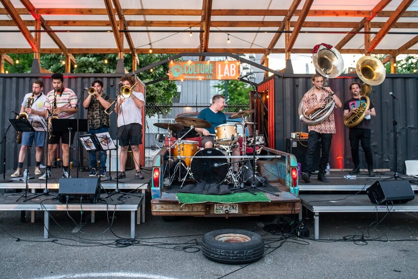 The Stoop Kidz Brass Band will play at the Cooperage on Friday, May 26.
