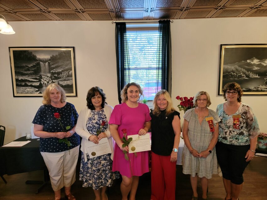 The Tau Chapter of the Delta Kappa Gamma Society welcomed new members. Pictured are Sharon Schroeder, left; Kimberly Everett; Heather Mady; Elizabeth Huggler; Mary Ellyn Levy; and Leah Exner.