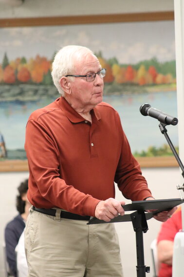 Richard Crandall, former Tusten Town Supervisor, speaking at a Monday, June 12 meeting of the Tusten Zoning Board of Appeals.