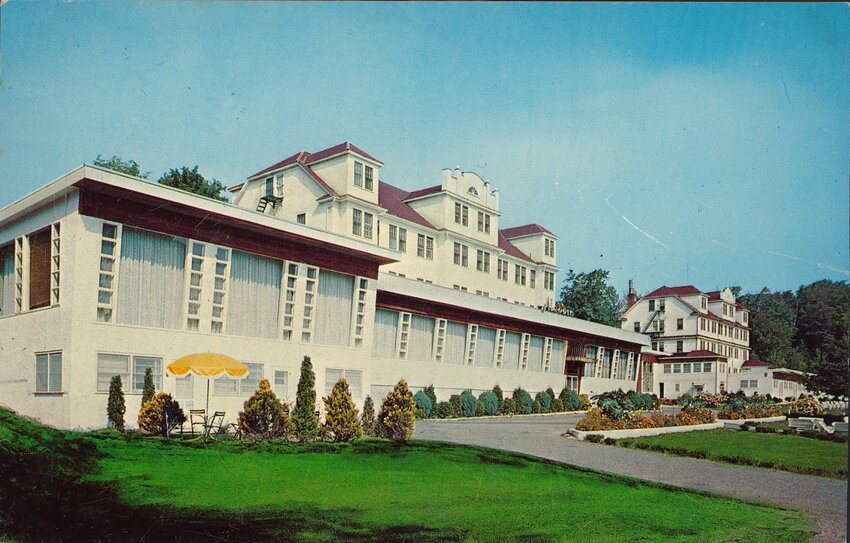 An exterior shot of the Pines Resort in Fallsburg in its glory days. The abandoned hotel was engulfed in flames in June.