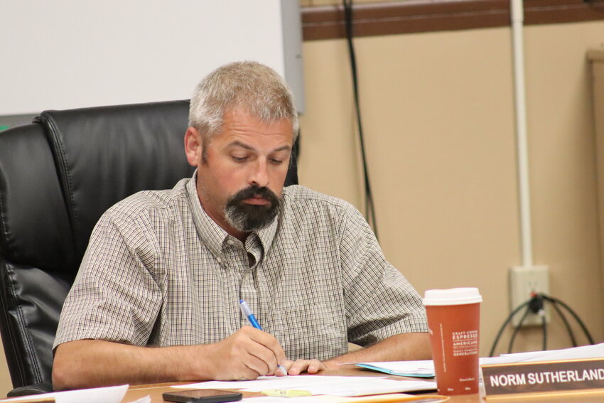 Highland planning board chair Norm Sutherland presides over a Wednesday, July 26 planning board meeting.