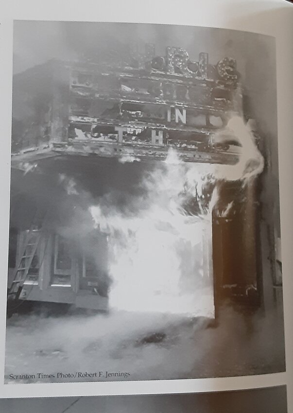 The Lyric Theatre fire of March 23, 1961. This fire completely gutted the theatre as well as the offices of Isabel Dunne a tax consultant, the Wayne County Democrat offices and caused severe damage to the Jack Martin Pharmacy.
