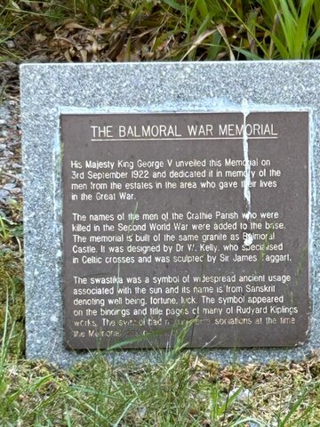 The acknowledgement on the Balmoral monument
