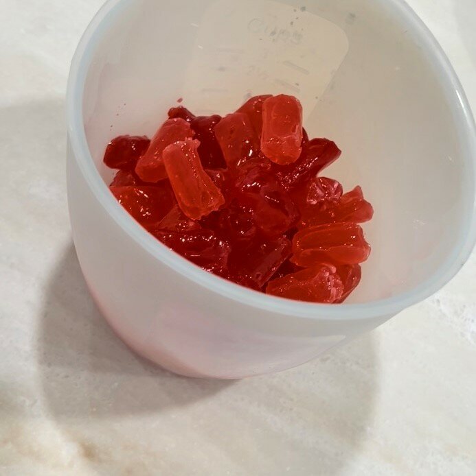 Heat up your favorite hard candy: 30 seconds in microwave, then 15-second intervals until it boils (you'll see bubbles). Be careful—candy will be hot...