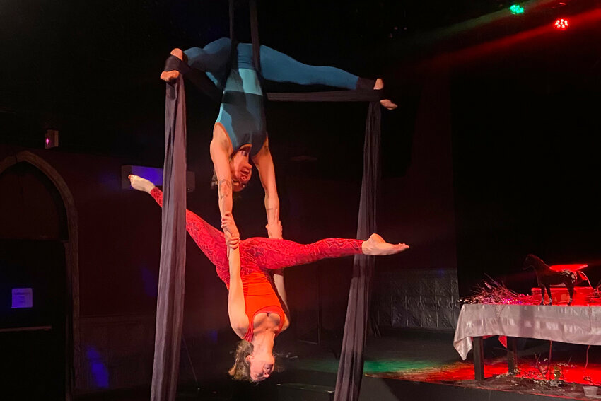 Aerialists and dancers Hilary Chapman and Corinna Grunn will perform at NACL on Saturday, October 28.