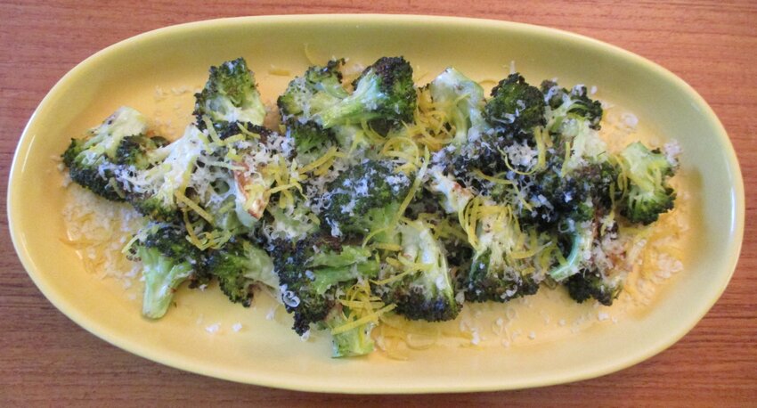 Oven-roasted broccoli with lemon zest and Parmesan