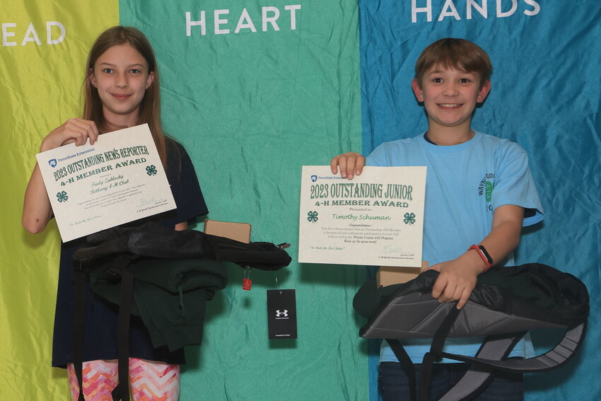 The Outstanding Junior 4-H Members for 2023 were Truly Zablocky, left, and Timothy  Schuman.