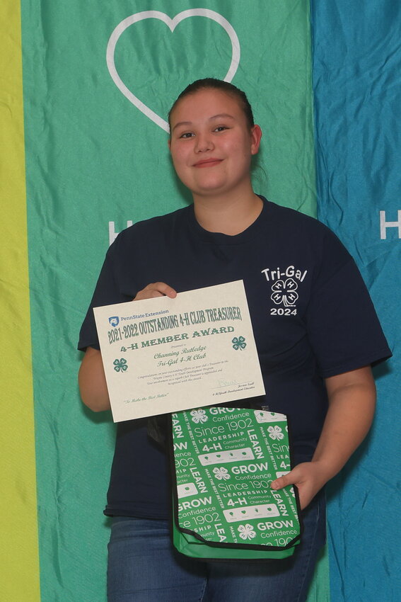 The Outstanding 4-H Club Treasurer this year was Channing Rutledge of the Tri-Gal 4-H Club.
