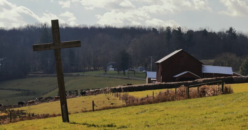 A rugged old cross in a field off Smith Hill Road in Honesdale.