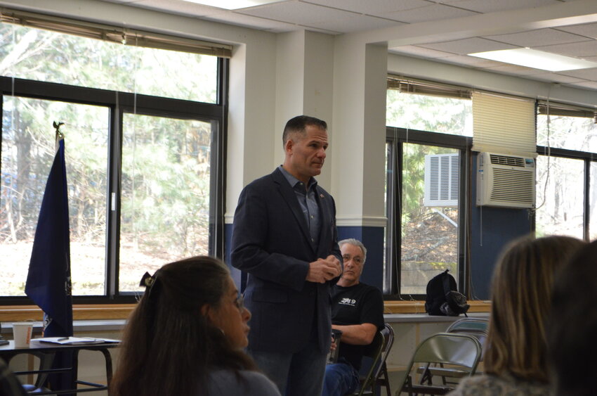 U.S. Rep. Marc Molinaro  (R-19) stopped at the Cornelius Duggan school in Bethel as part of a tour of his new district.