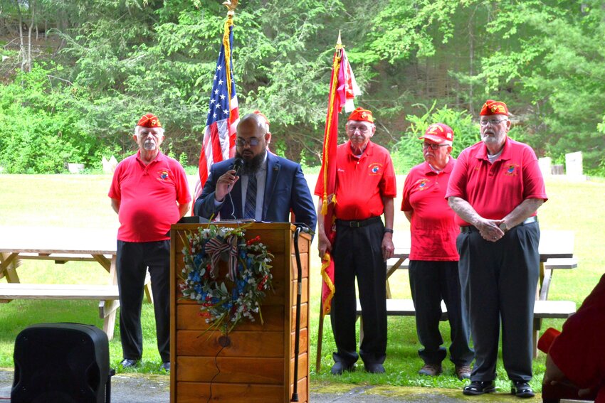 Pike County Veterans Affairs Director Jesiah Schrader was the guest speaker at the May 27 Memorial Day ceremony at the American Legion in Milford, PA