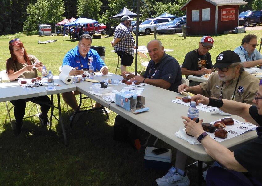 The judges' table at the BBQ competition, held recently at Walnut Mountain Park in Liberty, NY.