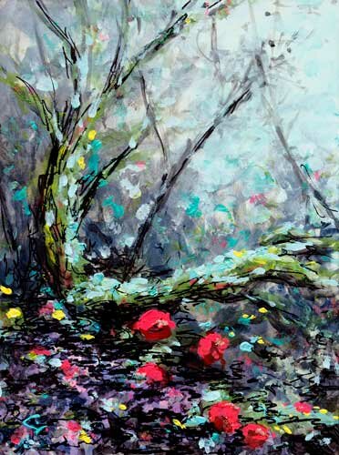 The ARTery Gallery's September exhibit, which opens on Thursday, September 12, is titled "Brush and Knife: Vibrant Visions in Oil and Acrylic." Pictured is Laura Lippay's "Forest Fog."