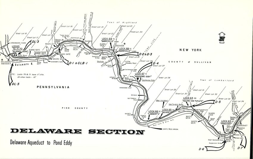 A map of the Delaware section of the D&H Canal