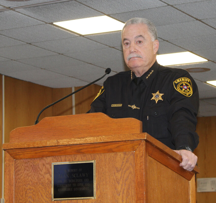 Sheriff Mike Schiff speaking at the Sullivan County Legislature in Monticello, NY on January 16, 2025.