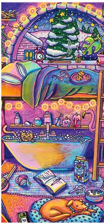 "Cozy Winter Studio Dreams," a past Paint the Town, Hawley banner, by Catiebelle Bulmer