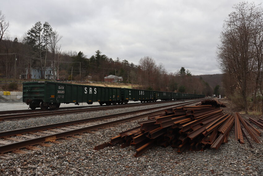 SRS rail cars line up along the Lackawaxen rail yard.