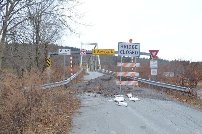 The 1902 Skinners Falls, NY-Milanville PA bridge has been barricaded against all motorists and pedestrians since failing a safety inspection on October 16, 2019.