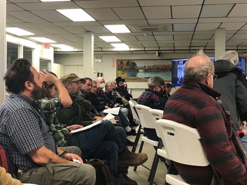 Forty-plus people turned up in person for a January 24 public hearing on a proposed educational retreat on Blind Pond Road.