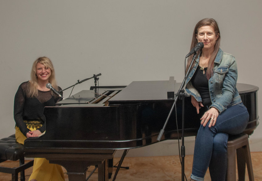 Singer-songwriter Andrea Wittgens, left, debuted her newest work in progress, titled &quot;Songs and Visions,&quot; with Lena Kaminsky on vocals. They performed at the penultimate Salon Series DVAA presentation in Narrowsburg, NY last weekend.