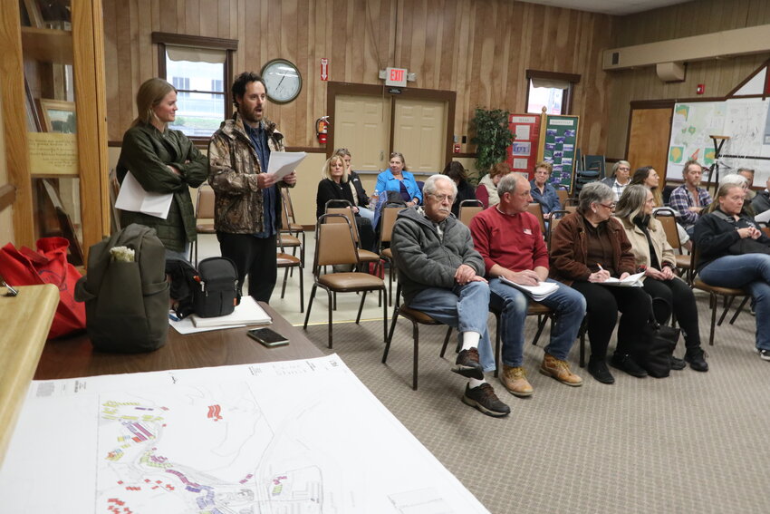 Eve Fisher, left, and Andrew McGrath appeared before the Highland Planning Board to receive a special use permit for opening a wine store on Route 97 in Barryville.