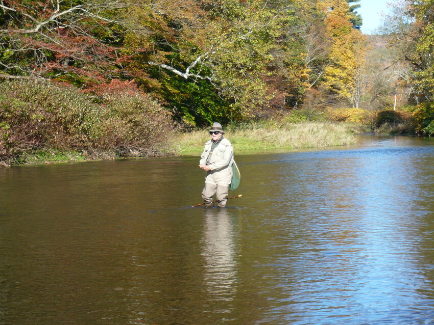 Roger, working a streamer fly at the head of &quot;a favorite pool.&quot;