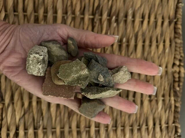 Stones from Terezin. Perhaps Berta walked on the paths from which these were picked up.
