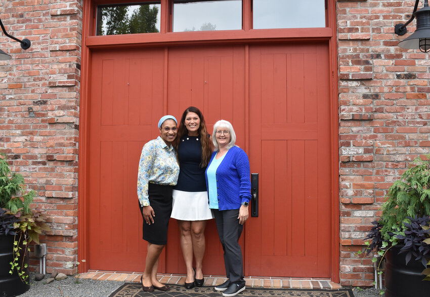 Shown outside of The Cooperage Project, the venue for Wayne Memorial&rsquo;s Midwifery Mingle on October 5, are Certified Nurse Midwives of the Women&rsquo;s Health Center. Pictured are Lorraine Lamm, left; Christina MacDowell; and Patricia Konzman. Absent from photo is Amy Borove.