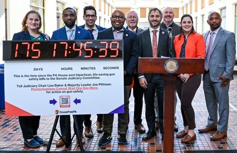 In November, CeaseFirePA unveiled its clock installation at the Pennsylvania Capitol counting up the days that gun legislation has gone without action and calling out the senate leadership, including Lisa Baker, who represents Pike and Wayne counties. The days of inaction were 245 as of January 22, 2024.