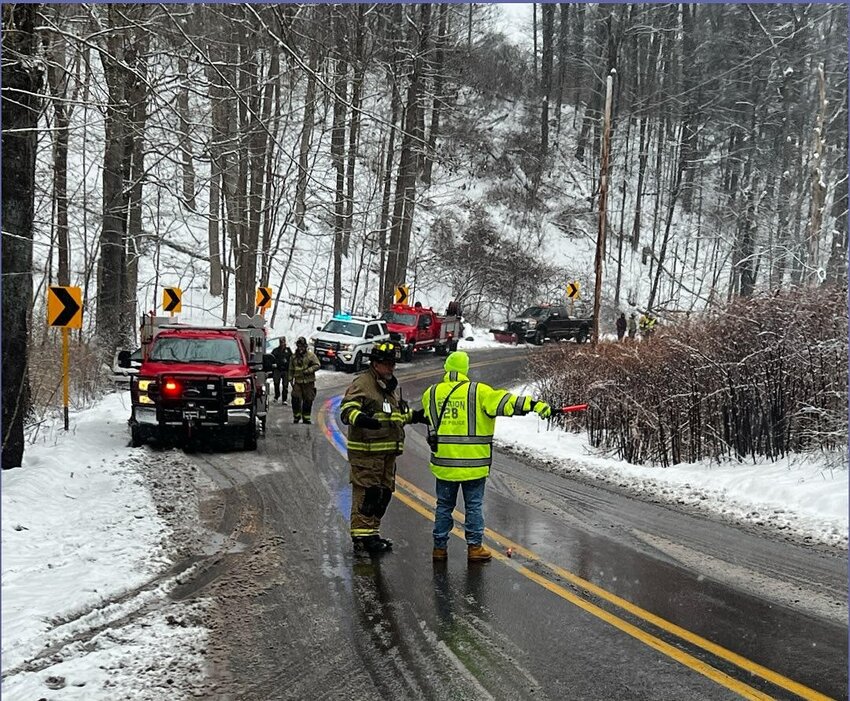 The Delaware Township Volunteer Ambulance Corps will receive $15,000. Members are pictured at the scene of a multi-vehicle crash on Route 739 near the Dingmans Bridge on January 19.